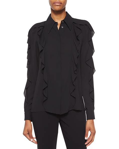 black michael michael kors sherlene ruffle detail knit top|Chic & Trendy Women’s Tops .